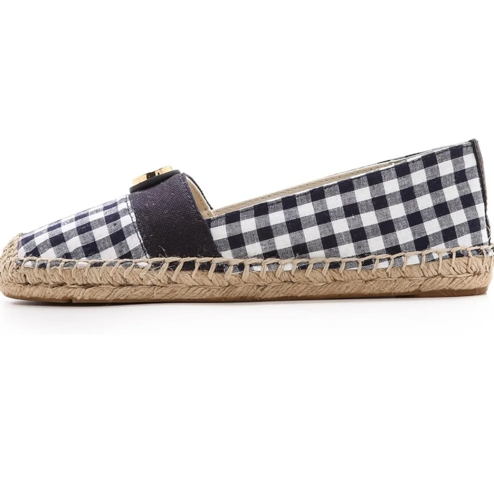 Tory Burch Beacher Brigh Navy Espidrilles Flats Jute Leather Designer #714
